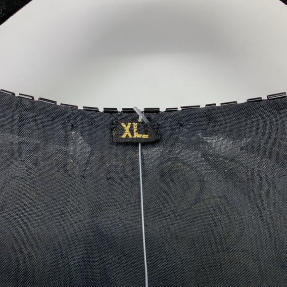 Vintage Silk Sequin Beaded Jacket Womens XL Open Front Evening Top Black Gold - Picture 5 of 6